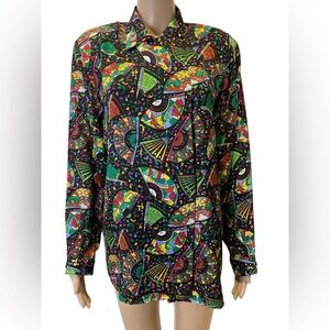 TANNER Colorful Geometric Long Sleeve Top size 14